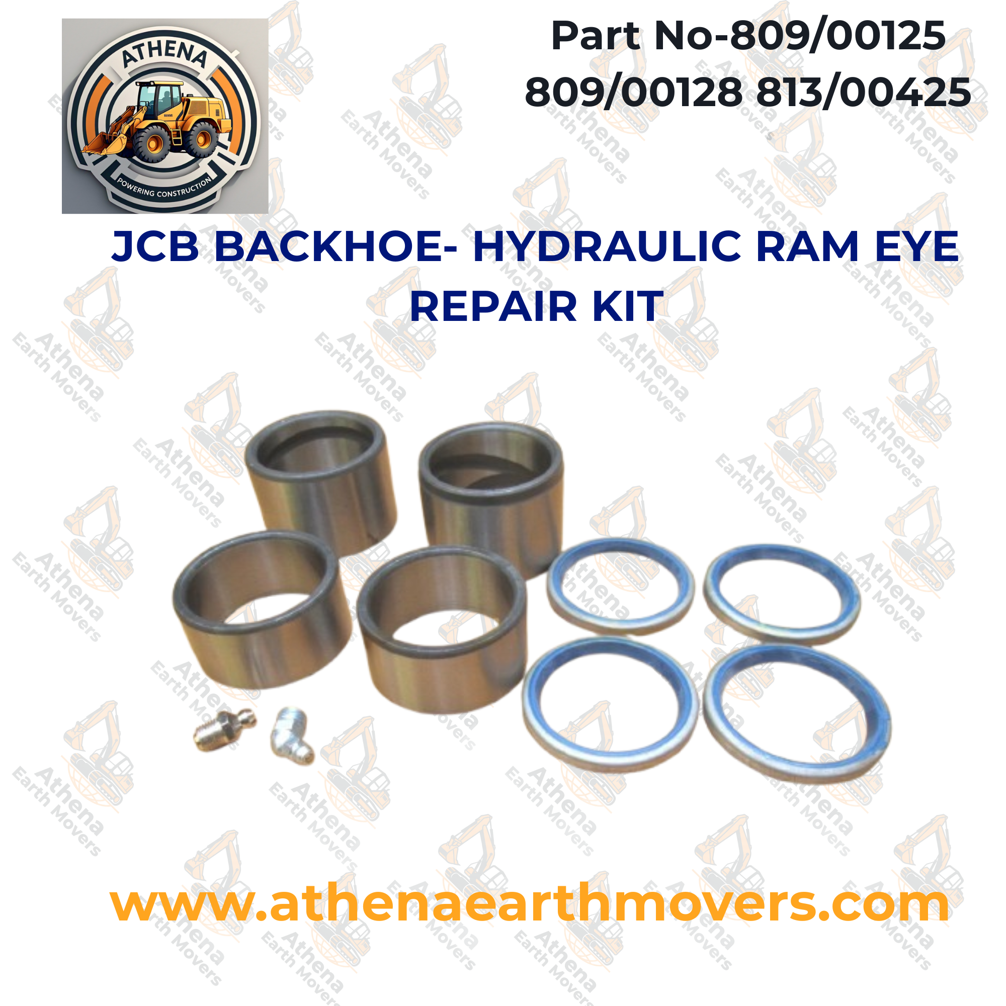 JCB BACKHOE- HYDRAULIC RAM EYE REPAIR KIT (PART # 809/00125 809/00128 813/00425)