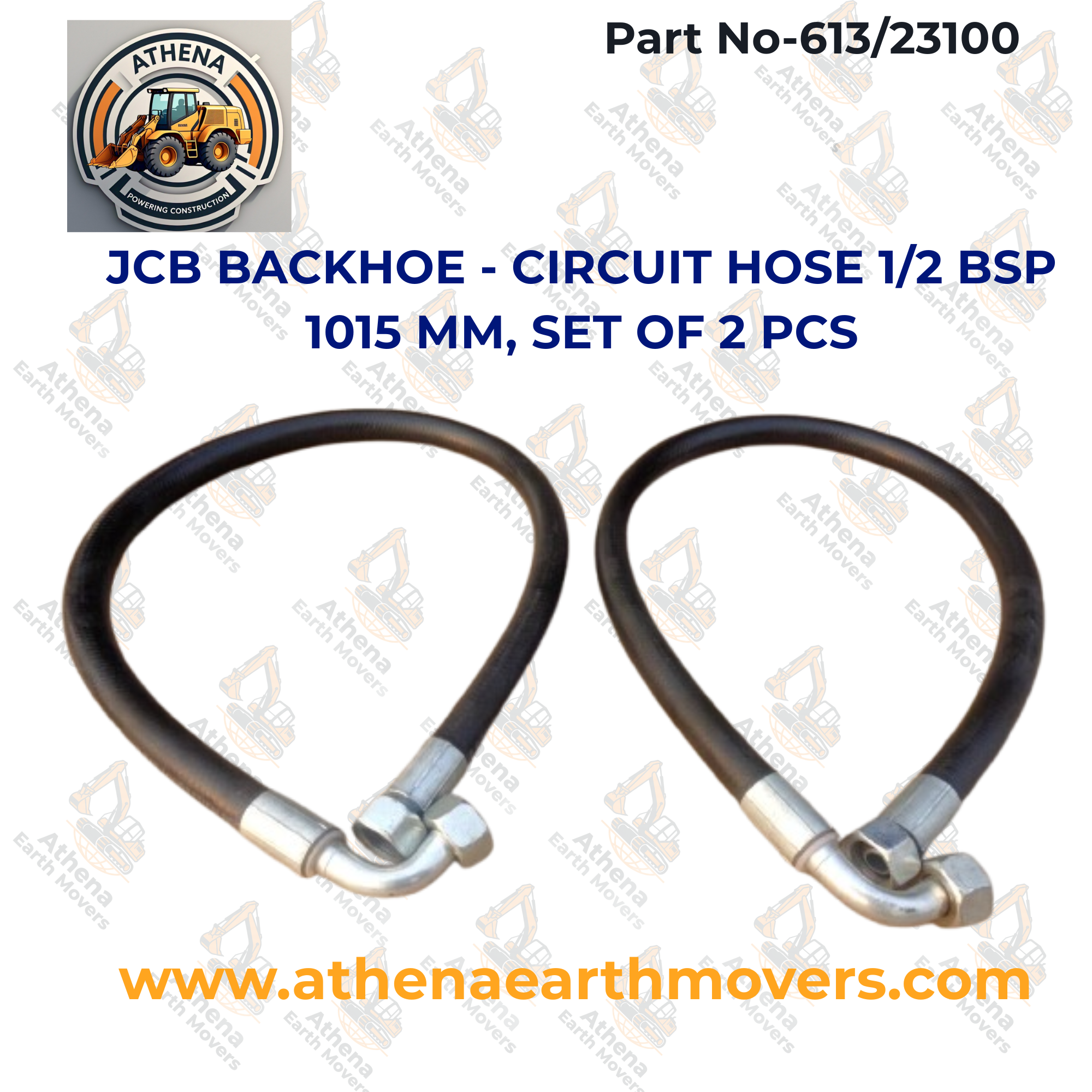 JCB BACKHOE - CIRCUIT HOSE 1/2 BSP 1015 MM, SET OF 2 PCS. (PART NO. 613/23100)
