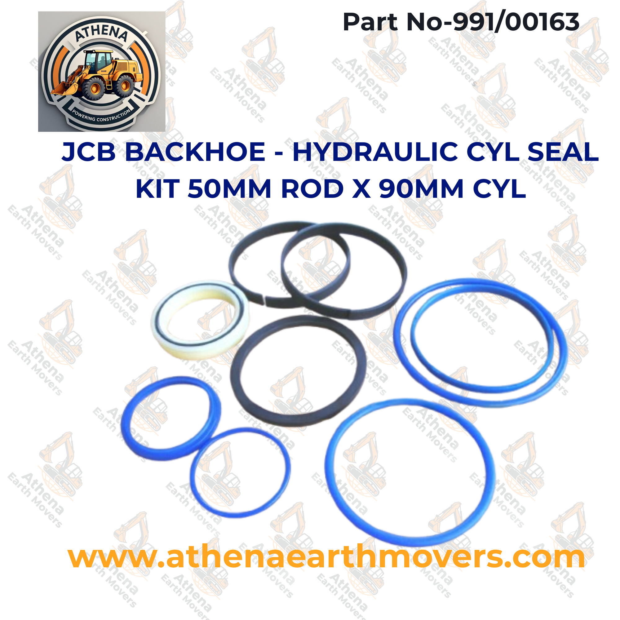 JCB BACKHOE - HYDRAULIC CYL SEAL KIT 50MM ROD X 90MM CYL (PART NO . 991/00163)