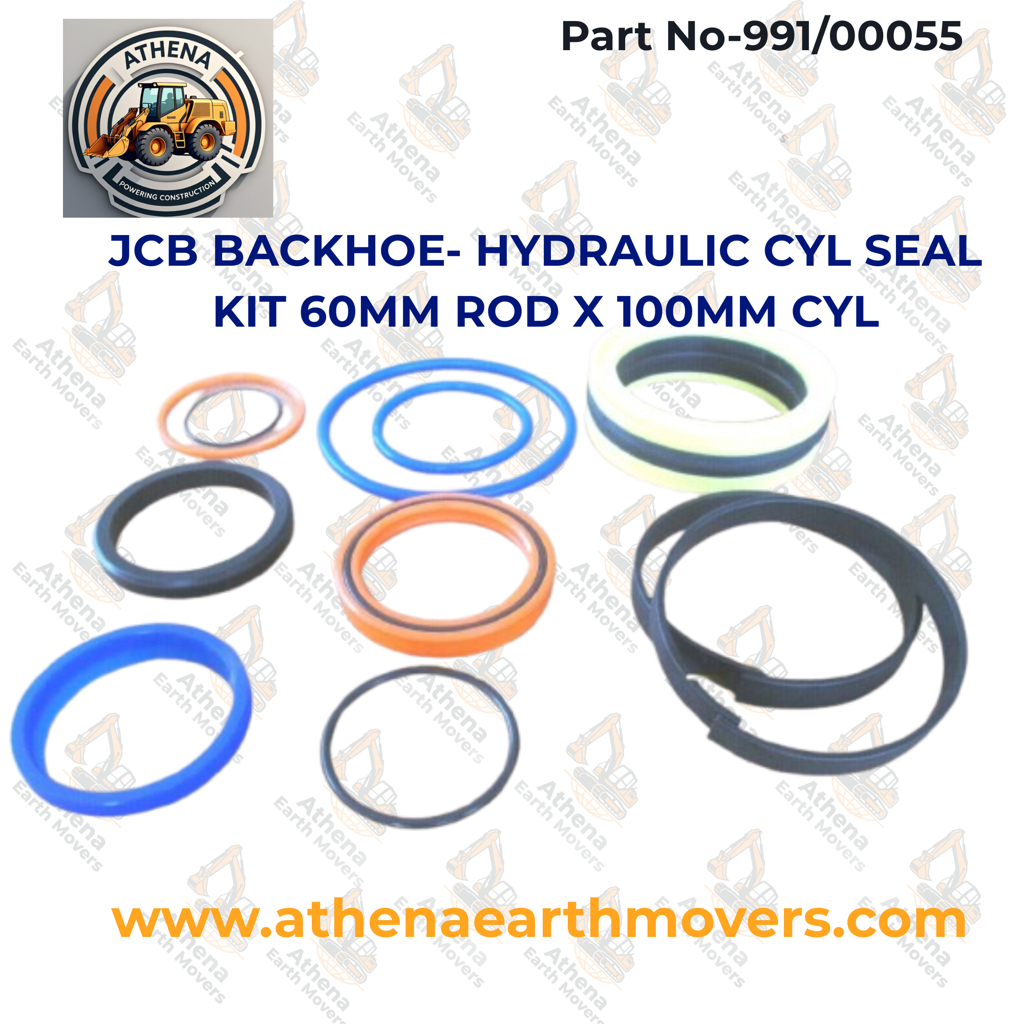 JCB BACKHOE- HYDRAULIC CYL SEAL KIT 60MM ROD X 100MM CYL (PART NO . 991/00055)
