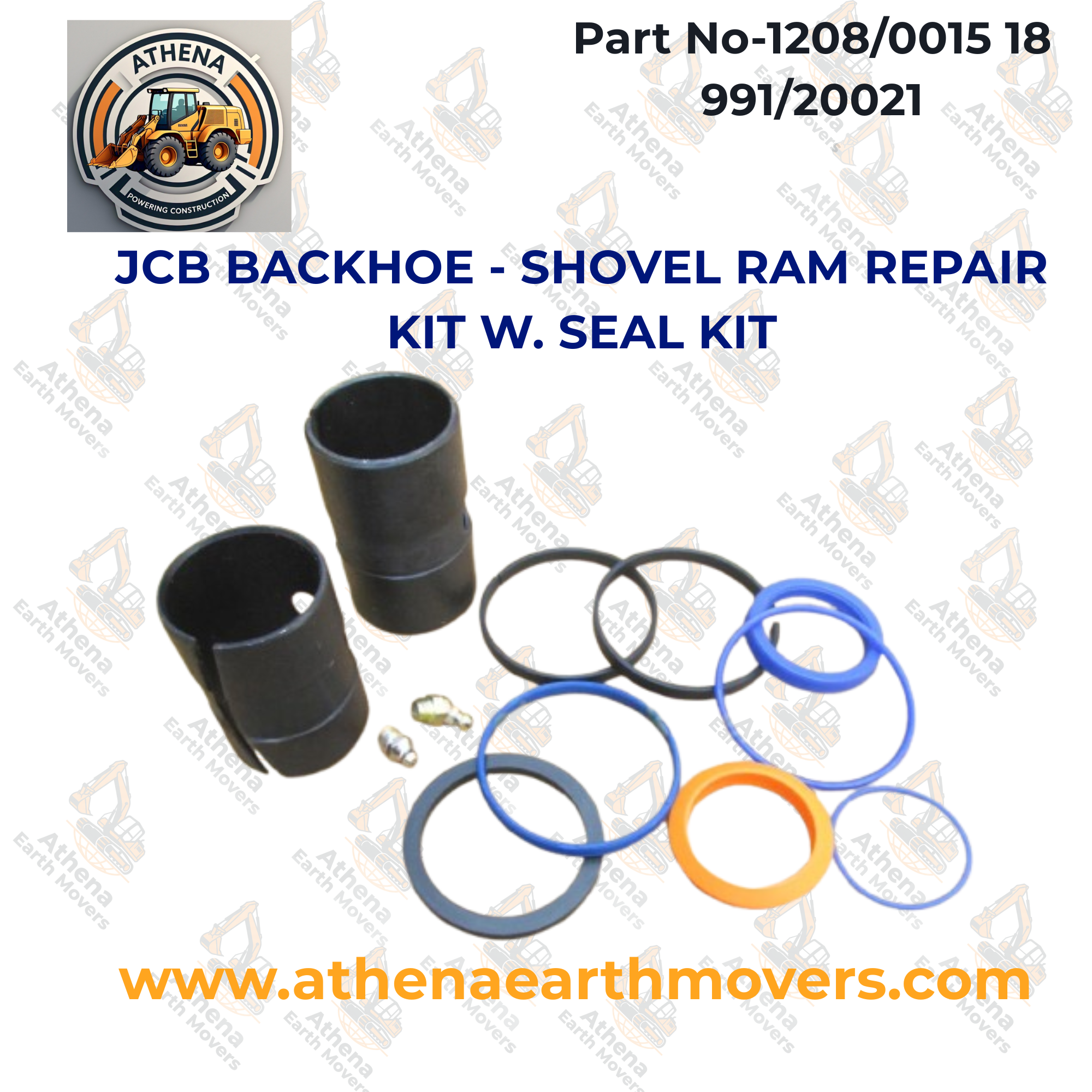 JCB BACKHOE - SHOVEL RAM REPAIR KIT W. SEAL KIT (PART # 1208/0015 18 991/20021)