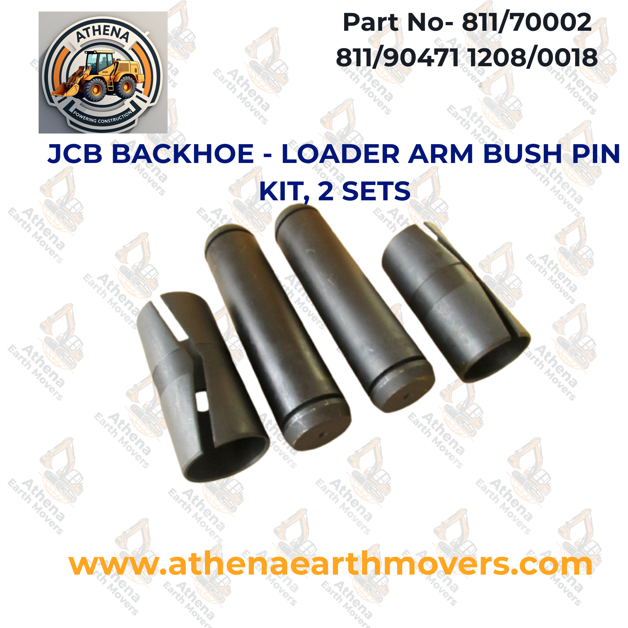 JCB BACKHOE - LOADER ARM BUSH PIN KIT, 2 SETS. (811/70002 811/90471 1208/0018)