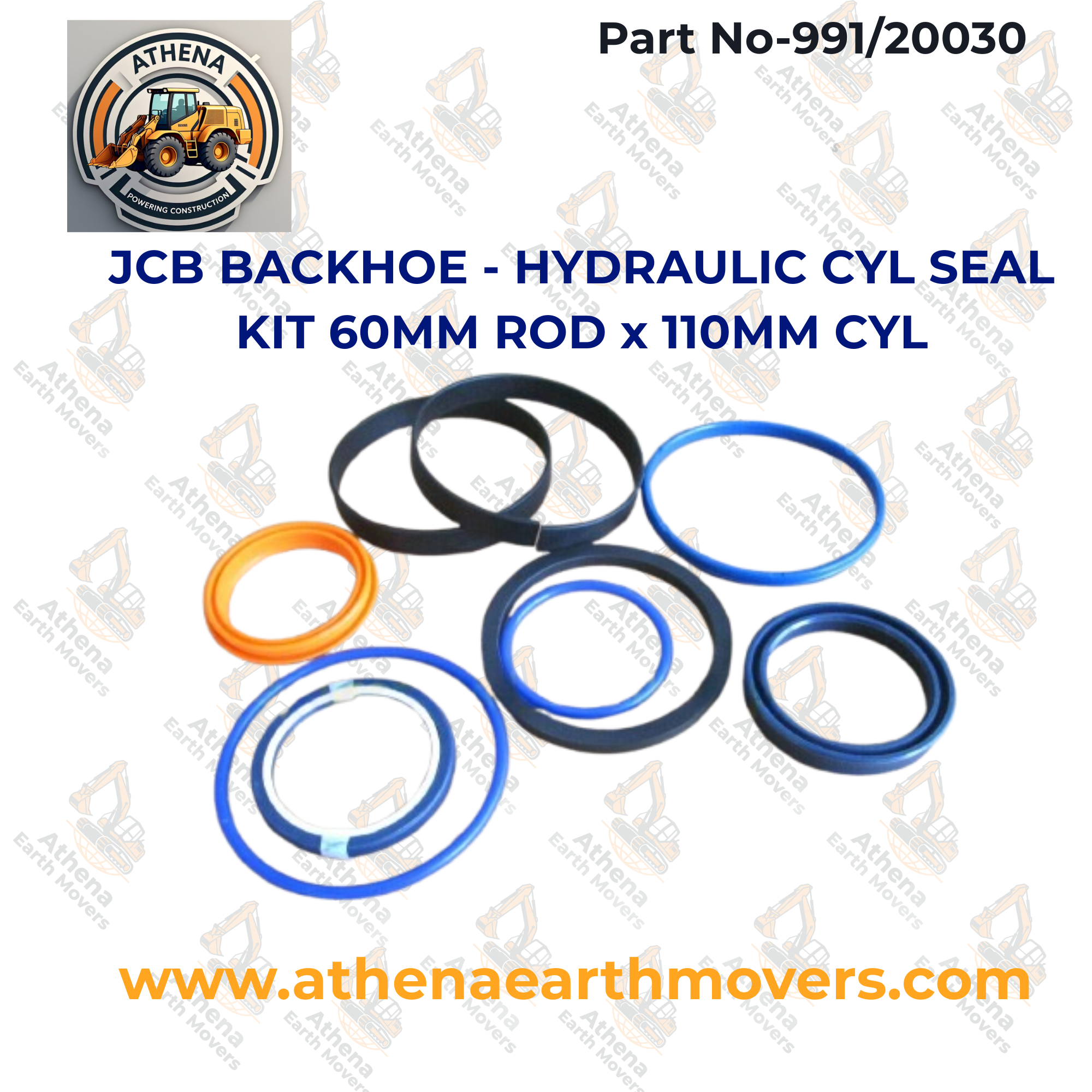 JCB BACKHOE - HYDRAULIC CYL SEAL KIT 60MM ROD x 110MM CYL (PART NO. 991/20030)