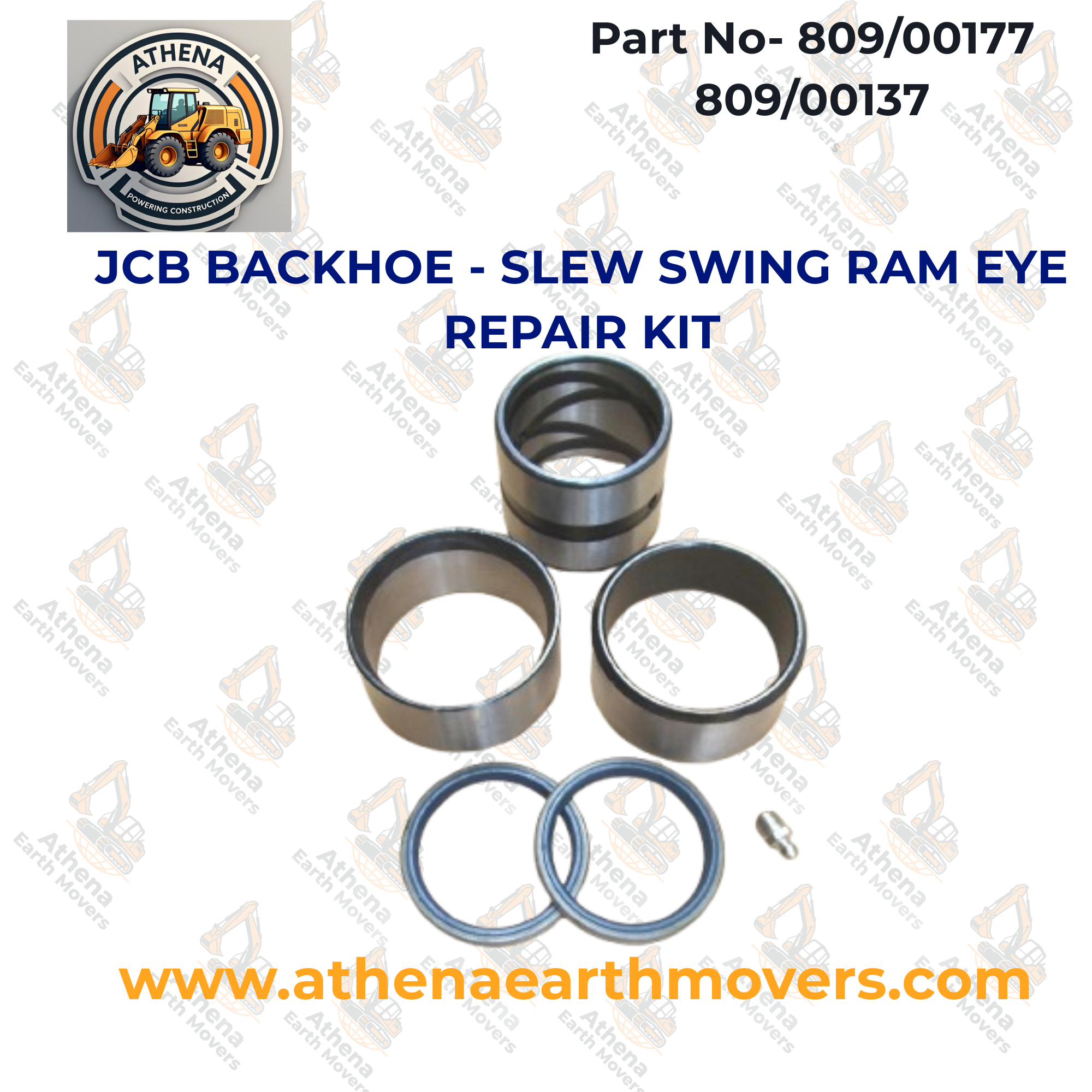 JCB BACKHOE - SLEW SWING RAM EYE REPAIR KIT (PART NO. 809/00177 809/00137 )