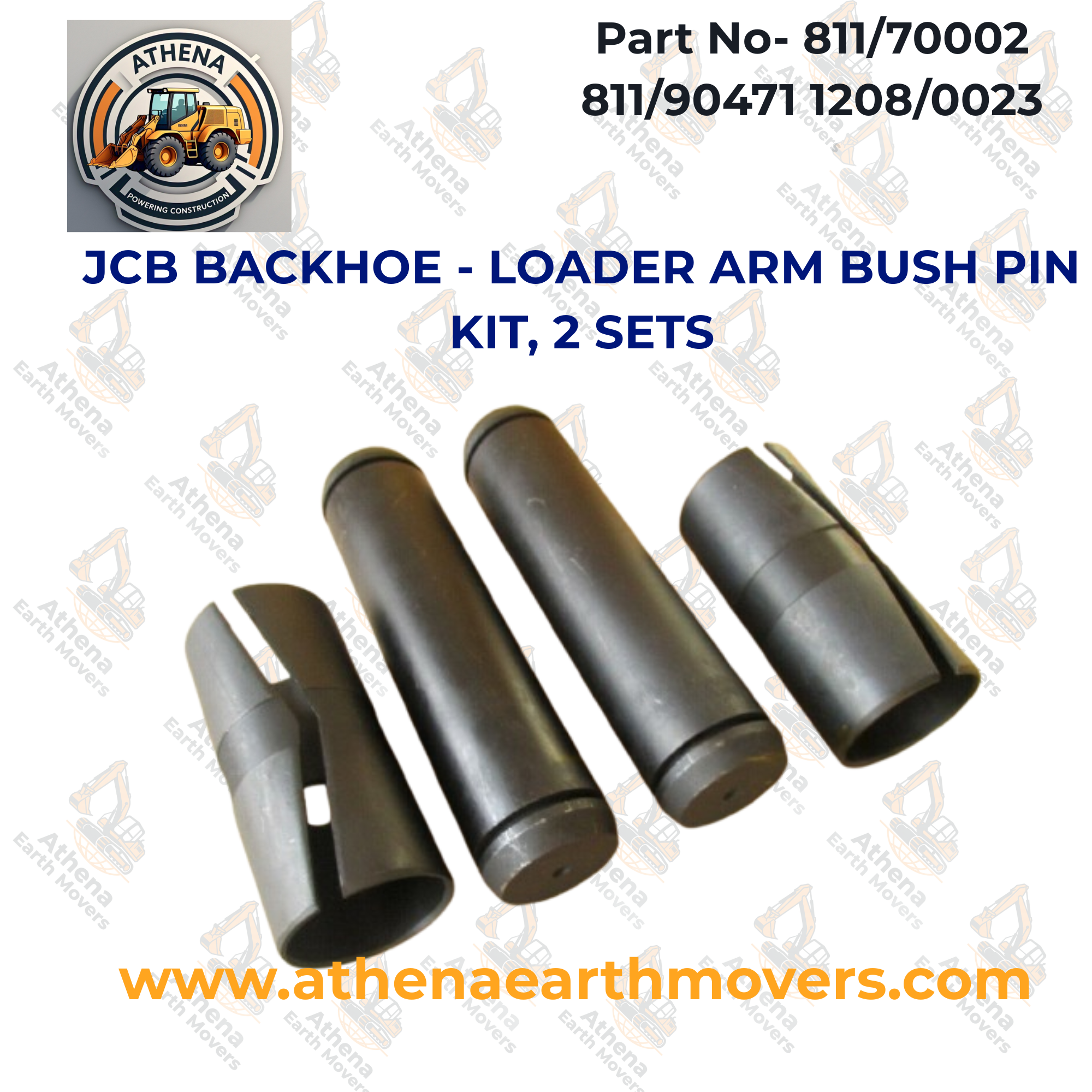 JCB BACKHOE - LOADER ARM BUSH PIN KIT, 2 SETS. (811/70002 811/90471 1208/0023)