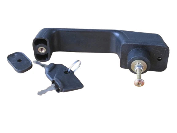 JCB BACKHOE - DOOR HANDLE WITH 2 KEYS (PART NUMBER 123/04067 701/45501)