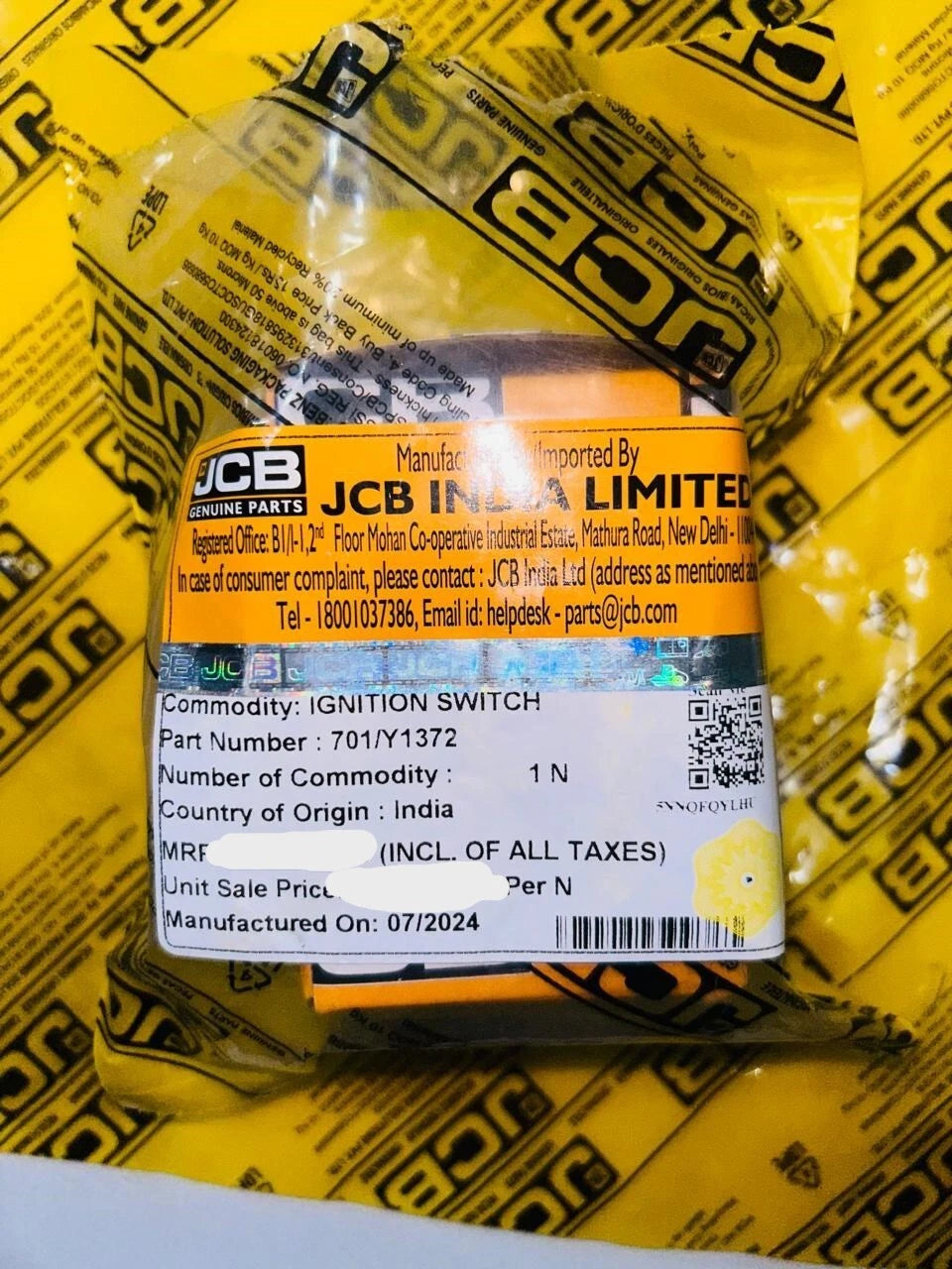 JCB BACKHOE - GENUINE JCB IGNITION SWITCH (PART # 701/80184 701/45500 701/Y1372) spare part