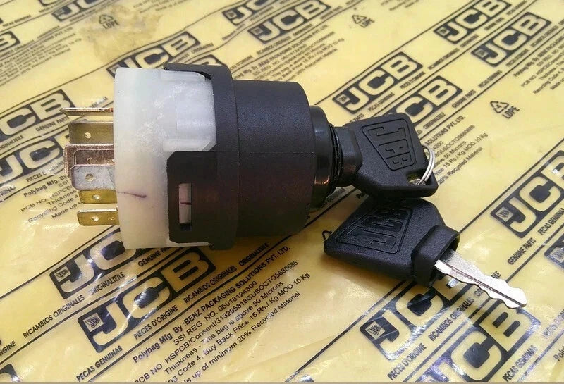 JCB BACKHOE - GENUINE JCB IGNITION SWITCH AND 2 KEYS (PART# 701/80184 701/45500)